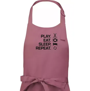 Kuchyňská zástěra Play eat sleep repeat pozemní hokej - Pánská zástěra na vaření - Univerzální velikost ( Starorůžová )