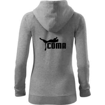 Dámská mikina Coma parodie - Dámská mikina trendy zipper s kapucí - XS ( Tmavě šedý melír )