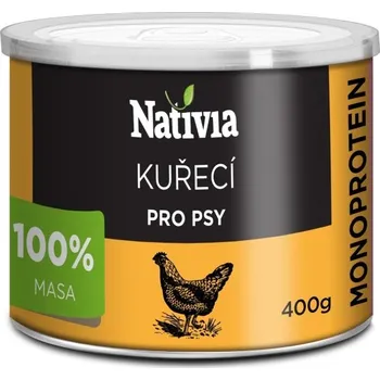 Krmivo pro psa Nativia konzerva kuřecí maso pro psy 400 g SET 5+1 ZDARMA