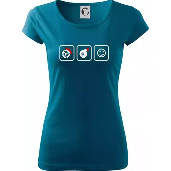 Dámské tričko Turbodiesel úsměv - Dámské triko Pure - XL ( Petrolejová )