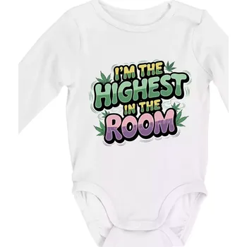 Marihuana - Iam the highest in the room - Body kojenecké s dlouhým rukávem - Dlouhý r. 3-6 měs ( Bílá )
