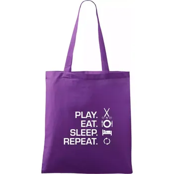 Play eat sleep repeat pozemní hokej - Taška bavlněná - 42 x 38 cm ( Fialová )