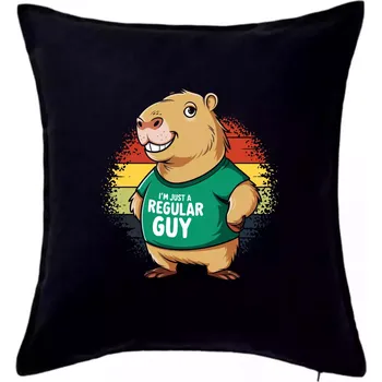 Polštář Capybara I'm just a regular guy - Polštář 50x50 - 50x50 - Včetně výplně ( Černá )