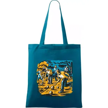 Petanque hra - modro oranžová - Taška bavlněná - 42 x 38 cm ( Petrolejová )