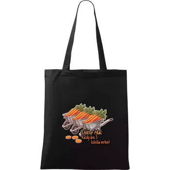 Doktor říkal - 3 kolečka mrkve - Taška bavlněná - 42 x 38 cm ( Černá )