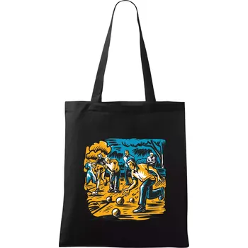 Nákupní taška Petanque hra - modro oranžová - Taška bavlněná - 42 x 38 cm ( Černá )