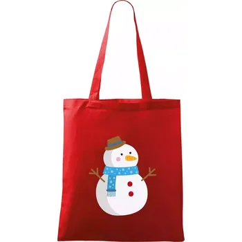 Sněhulák se šálou - Taška bavlněná - 42 x 38 cm ( Červená )