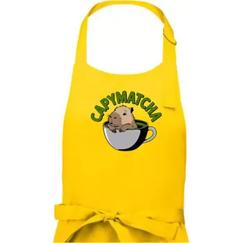Kuchyňská zástěra Capybara papymatcha - Dámská zástěra na vaření - Univerzální velikost ( Žlutá )