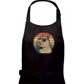 Kuchyňská zástěra Capybara v brýlích - Pánská zástěra na vaření - Univerzální velikost ( Černá )