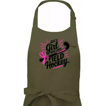 Kuchyňská zástěra Just a girl who loves field hockey černo růžové - Dámská zástěra na vaření - Univerzální velikost ( Khaki )