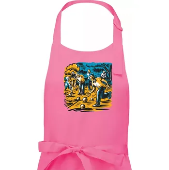 Kuchyňská zástěra Petanque hra - modro oranžová - Dámská zástěra na vaření - Univerzální velikost ( Růžová )