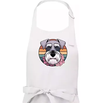 Kuchyňská zástěra Knírač - fenka a květiny - Pánská zástěra na vaření - Univerzální velikost ( Bílá )