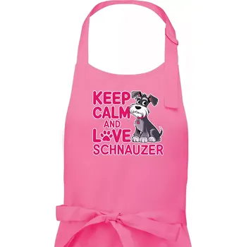 Kuchyňská zástěra Keep calm and love Schnauzer - Dámská zástěra na vaření - Univerzální velikost ( Růžová )