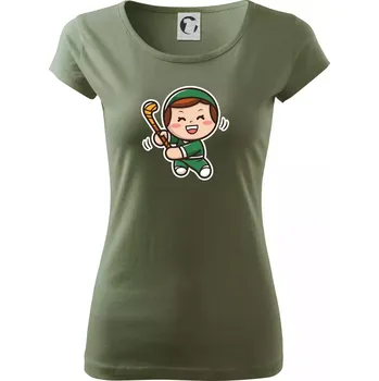 Dámské tričko Ikona pozemní hokej holka - Dámské triko Pure - L ( Khaki )