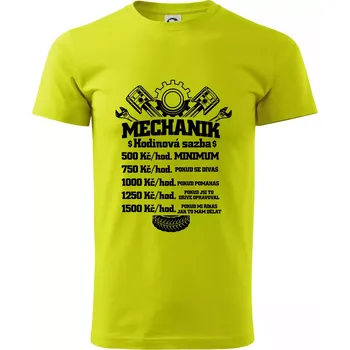 Mechanik - hodinová sazba - Klasické pánské triko vyšší gramáže - S ( Limetková )
