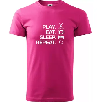 Pánská móda Play eat sleep repeat pozemní hokej - Klasické pánské triko vyšší gramáže - XS ( Purpurová )