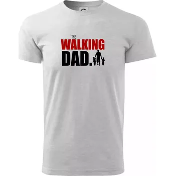 The walking dad tři děti - Triko extra velké (5-8XL) - 7XL ( Světlešedý Melír )