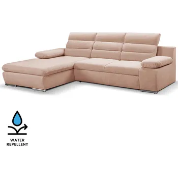 Sedací souprava GRECO MINI 185x278 cm LEVÁ 60 starorůžová WATER REPELLENT rozkládací + úložný prostor