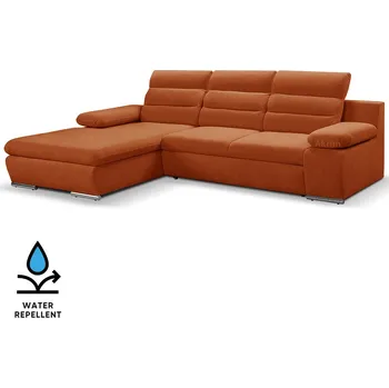 Sedací souprava Sedací souprava GRECO MINI | 185x278 cm | LEVÁ | 55 červenooranžová WATER REPELLENT | rozkládací + úložný prostor