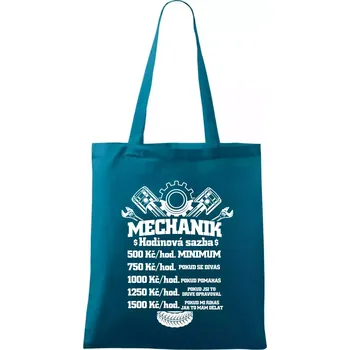 Mechanik - hodinová sazba - Taška bavlněná - 42 x 38 cm ( Petrolejová )