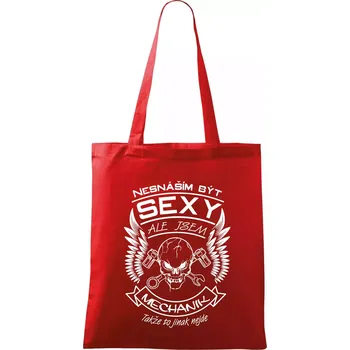 Nákupní taška Nesnáším být sexy - mechanik - Taška bavlněná - 42 x 38 cm ( Červená )