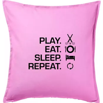 Polštář Play eat sleep repeat pozemní hokej - Polštář 50x50 - 50x50 - Pouze potah ( Růžová )
