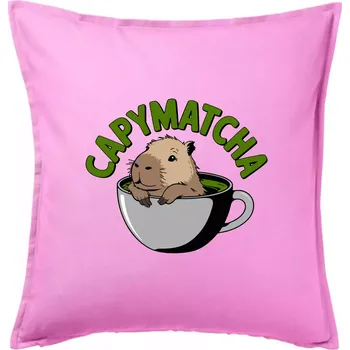 Polštář Capybara papymatcha - Polštář 50x50 - 50x50 - Pouze potah ( Růžová )