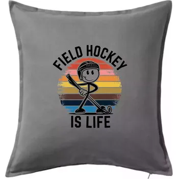 Polštář Field hockey is life - Polštář 50x50 - 50x50 - Pouze potah ( Tmavě šedý melír )