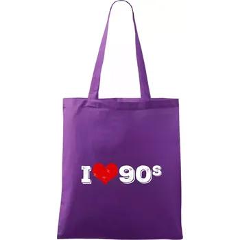 I love 90s - Taška bavlněná - 42 x 38 cm ( Fialová )