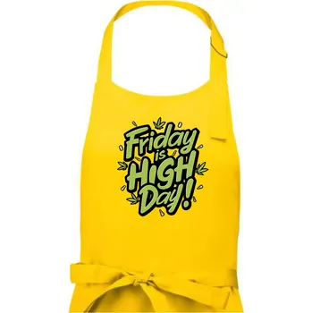 Kuchyňská zástěra Marihuana - Friday is high day - Dámská zástěra na vaření - Univerzální velikost ( Žlutá )