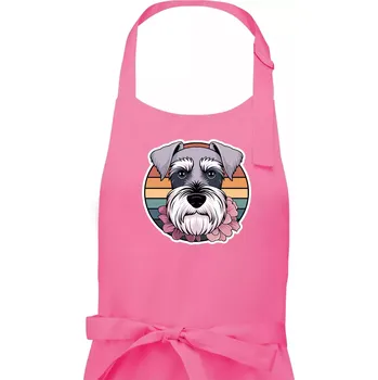 Kuchyňská zástěra Knírač - fenka a květiny - Pánská zástěra na vaření - Univerzální velikost ( Růžová )