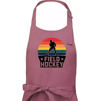 Kuchyňská zástěra Field hockey vintage kruh - Pánská zástěra na vaření - Univerzální velikost ( Starorůžová )
