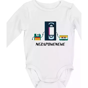 Nikdy nezapomeneme 90s - Body kojenecké s dlouhým rukávem - Dlouhý r. do 3 měs ( Bílá )