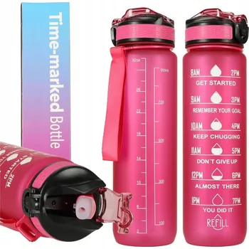 Láhev Motivační láhev na vodu Lahev Na Pití brčkem a odměrkou do posilovny 1l