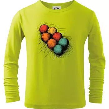 Dětská móda Petanque koule kresba - Triko dětské Long Sleeve - 158 cm/12 let ( Limetková )