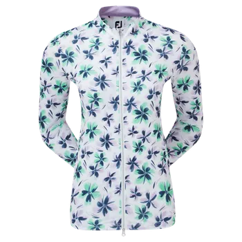 Dámské tričko FootJoy Floral Print Midlayer XXS, Lavender/Mint/Navy, dámské