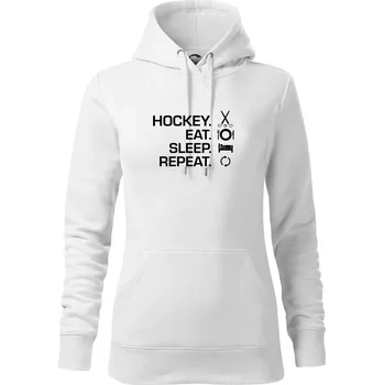 Dámská mikina Pozemní hokej eat sleep repeat - Mikina dámská Cape s kapucí - L ( Bílá )