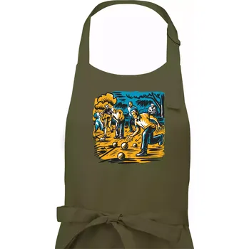 Kuchyňská zástěra Petanque hra - modro oranžová - Pánská zástěra na vaření - Univerzální velikost ( Khaki )