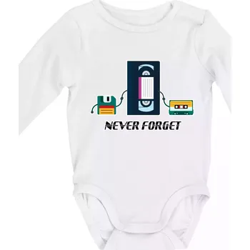 Kojenecký body Never forget 90s - Body kojenecké s dlouhým rukávem - Dlouhý r. do 3 měs ( Bílá )