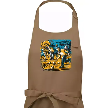 Kuchyňská zástěra Petanque hra - modro oranžová - Pánská zástěra na vaření - Univerzální velikost ( Cappuccino )