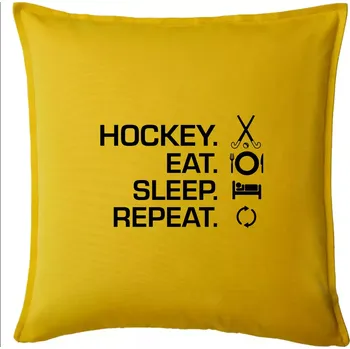 Polštář Pozemní hokej eat sleep repeat - Polštář 50x50 - 50x50 - Pouze potah ( Žlutá )