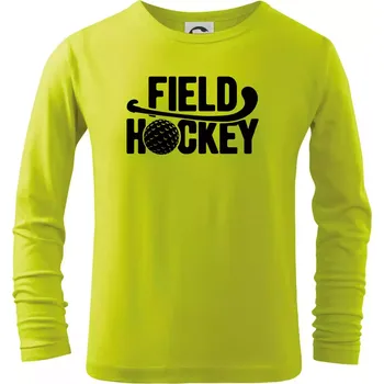 Chlapecké tričko Field hockey míček a nápis - Triko dětské Long Sleeve - 122 cm/6 let ( Limetková )