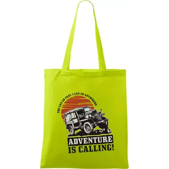 Adventure is calling 4x4 - Taška bavlněná - 42 x 38 cm ( Limetková )