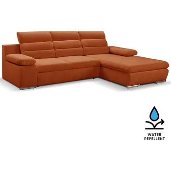 Sedací souprava Sedací souprava GRECO MINI | 278x185 cm | PRAVÁ | 55 červenooranžová WATER REPELLENT | rozkládací + úložný prostor