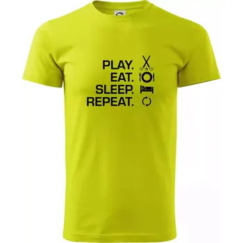 Pánské tričko Play eat sleep repeat pozemní hokej - Klasické pánské triko vyšší gramáže - 2XL ( Limetková )