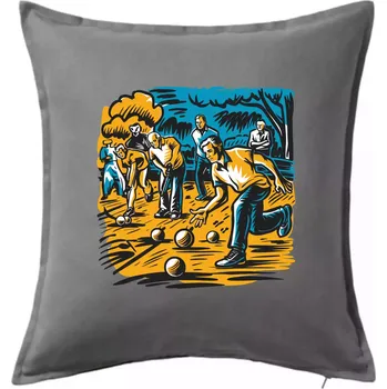 Polštář Petanque hra - modro oranžová - Polštář 50x50 - 50x50 - Pouze potah ( Tmavě šedý melír )