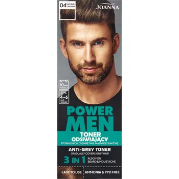 Barva na vlasy Joanna Power Men toner na vlasy zesvětlující šediny 04 přírodní hnědá, 80 g