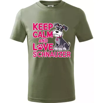 Keep calm and love Schnauzer - Tričko dětské bavlněné - 146 cm/10 let ( Khaki )