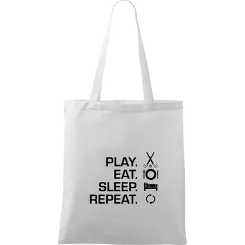 Play eat sleep repeat pozemní hokej - Taška bavlněná - 42 x 38 cm ( Bílá )