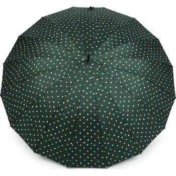 Velký rodinný deštník s puntíky zelená tm. 1 ks